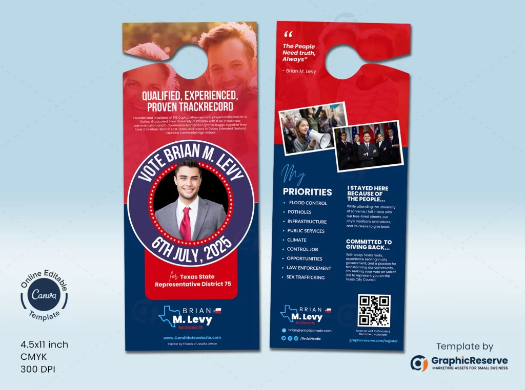 Creative Political Door Hanger Design Canva Template