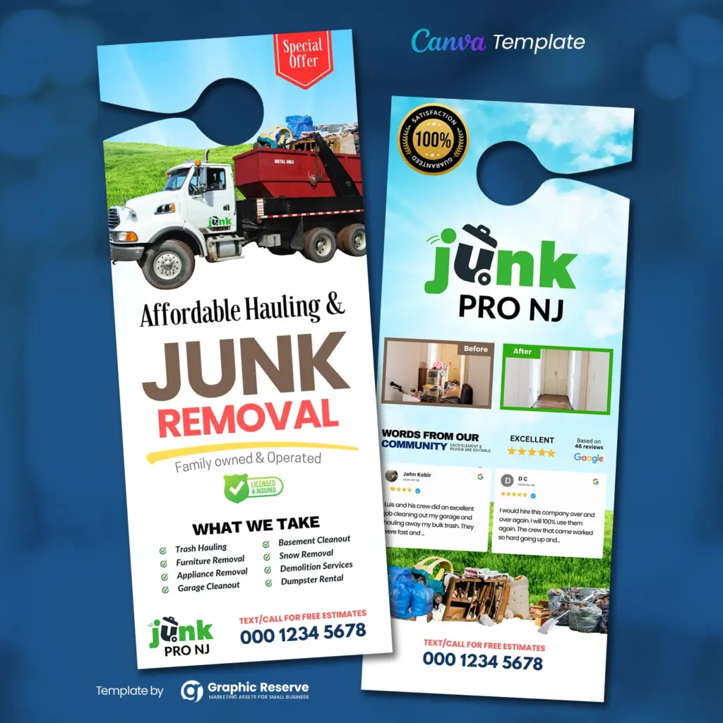Canva Door Hanger Design Template for Junk Removal Services
