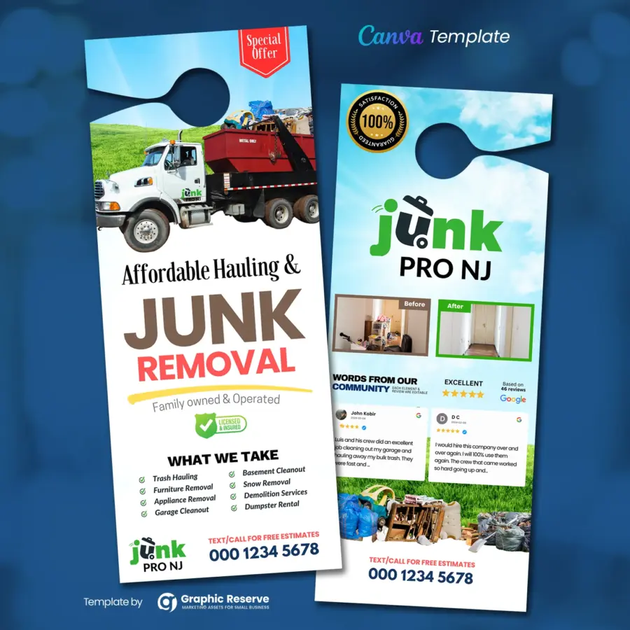 Canva Door Hanger Design Template for Junk Removal Services