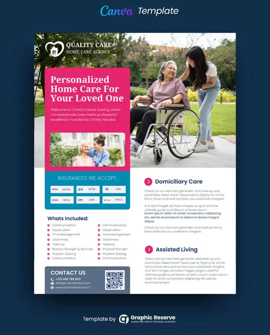 Elder Care Flyer Design Canva Template