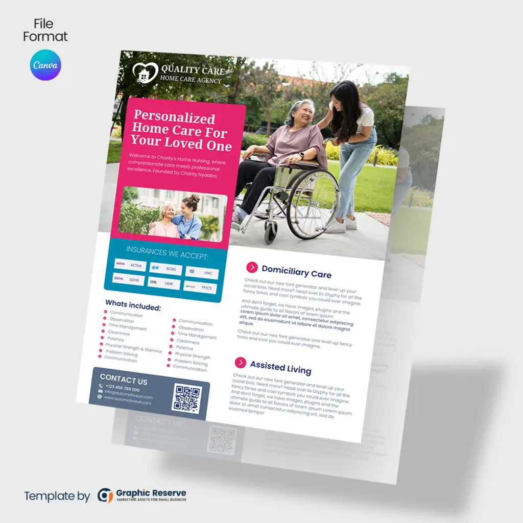 Elder Care Flyer Design Canva Template