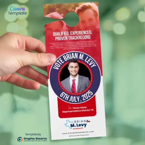Election Campaign Door Hanger Template - Political Candidate Canva Design