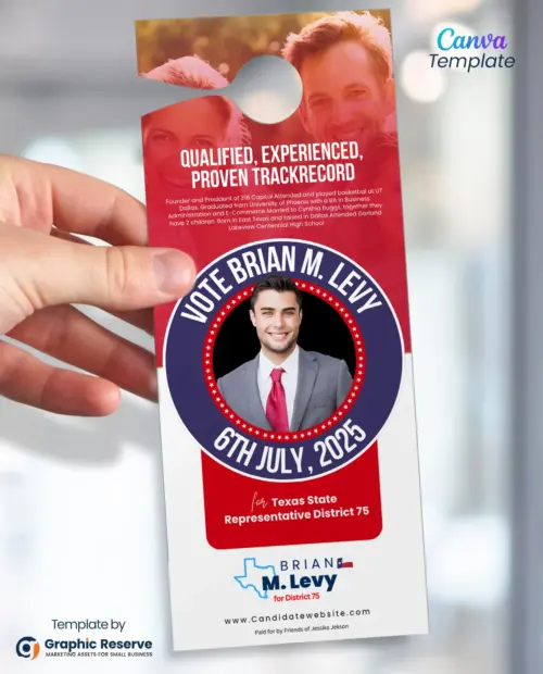 Election Campaign Door Hanger Template Political Candidate Canva Design