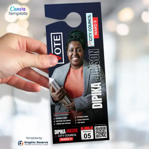 Election Candidate Door Hanger Design Canva Template