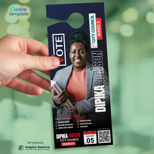Election Candidate Door Hanger Design Canva Template