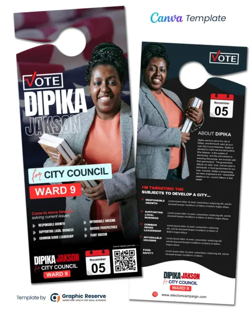 Election Candidate Door Hanger Design Template