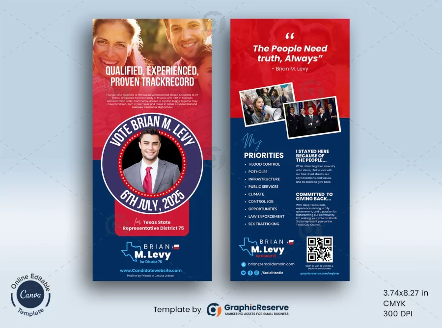 Election Candidate Rack Card Canva Template