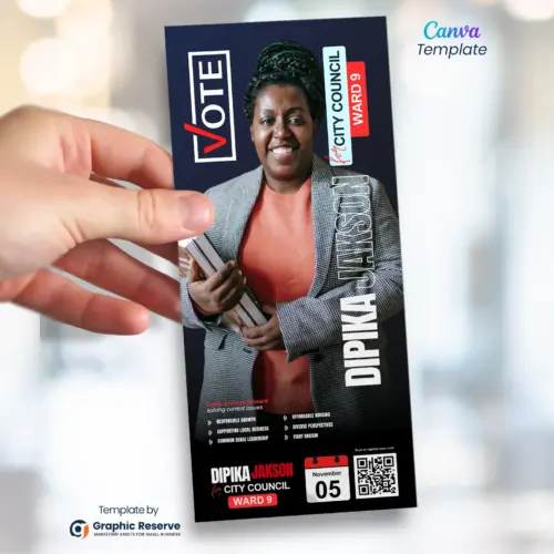 Election Candidate Rack Card Design Canva Template