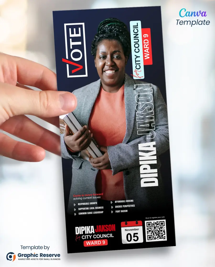 Election Candidate Rack Card Design Canva Template