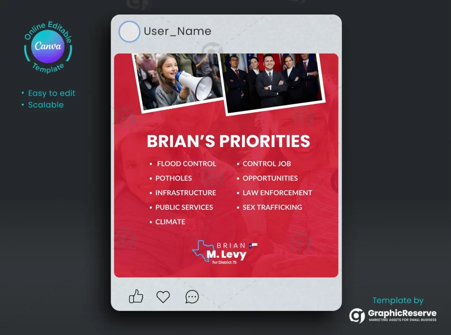 Election Candidate Social Media Post Canva Template