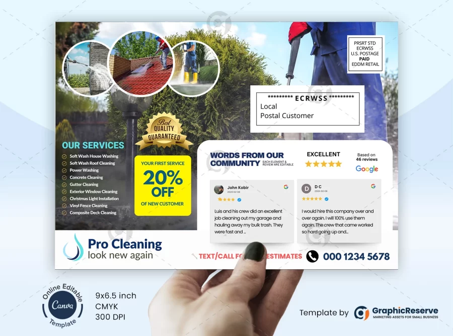 Exterior Cleaning Direct mail Postcard Template