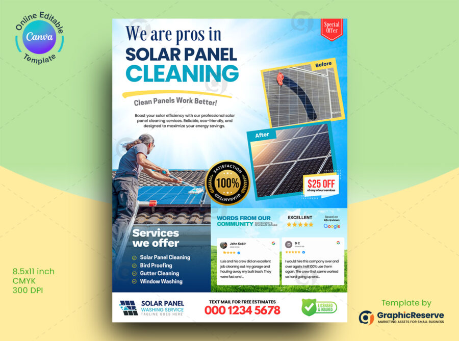 Flyer For Solar Panel Cleaning Service