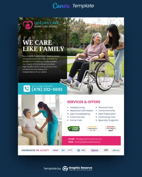 Home Care Advertising Flyer Design Canva Template