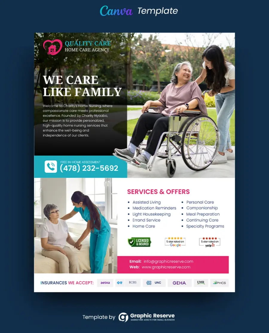 Home Care Advertising Flyer Design Canva Template