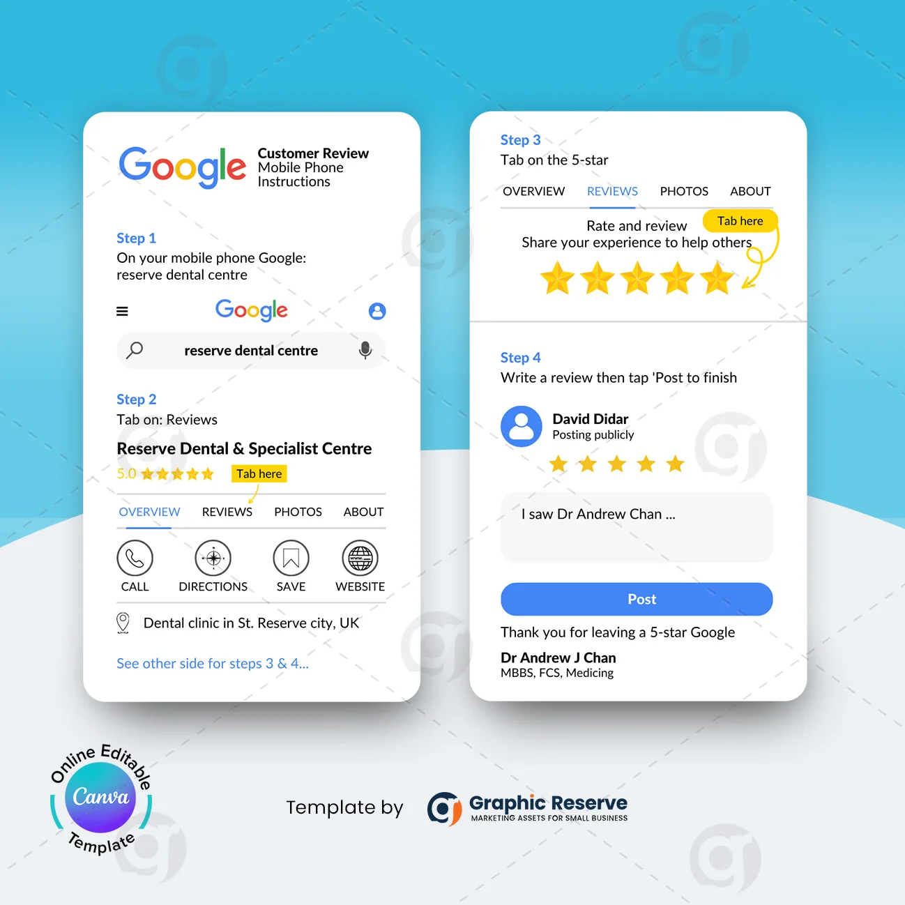 How to Leave Google Review Card Canva Template – Canva template