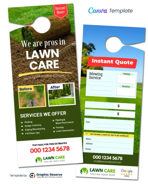Landsaping Instant Quote Door Hanger Design Canva Template