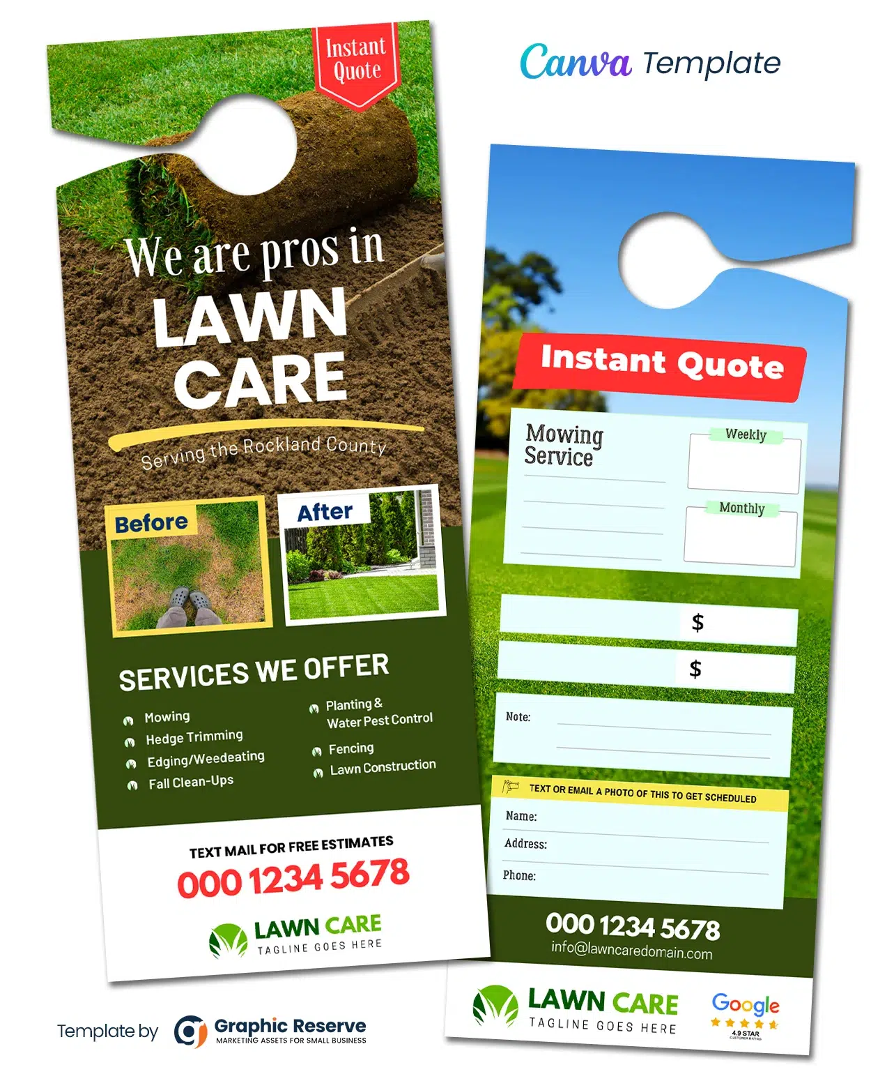 Landsaping Instant Quote Door Hanger Design Canva Template