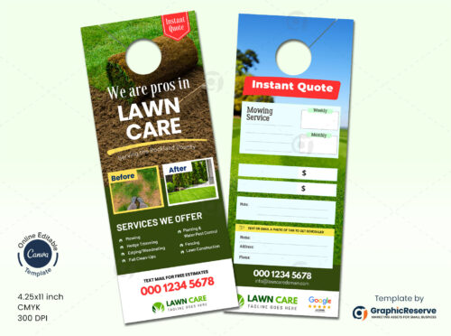 Lawn Care Instant Quote Door Hanger Template