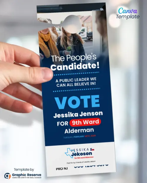 Modern Political Door Hanger Design Canva Template