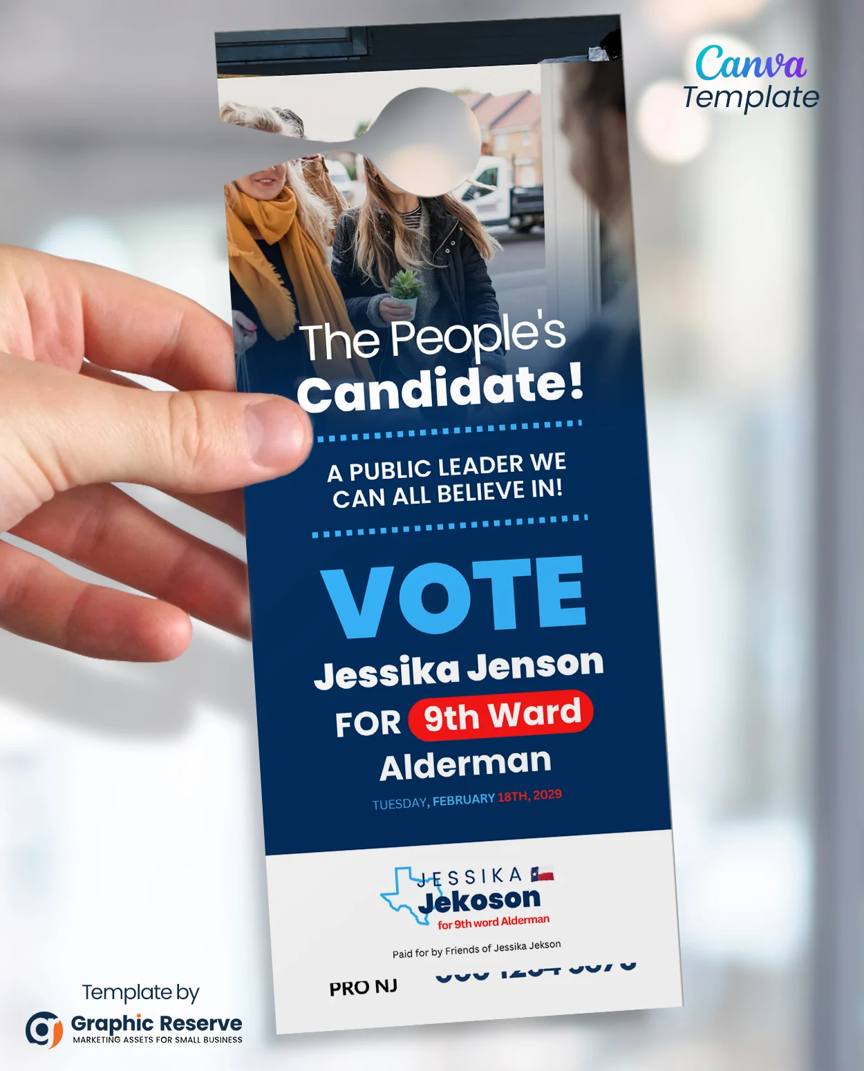 Modern Political Door Hanger Design Canva Template