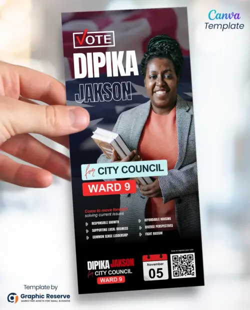 Political Candidate Rack Card Design Canva Template