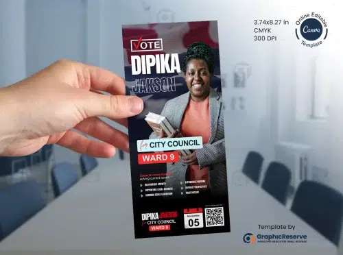 Political Candidate Rack Card Design Canva Template