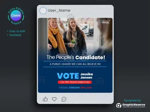 Political Candidate Social Media Post Canva Template