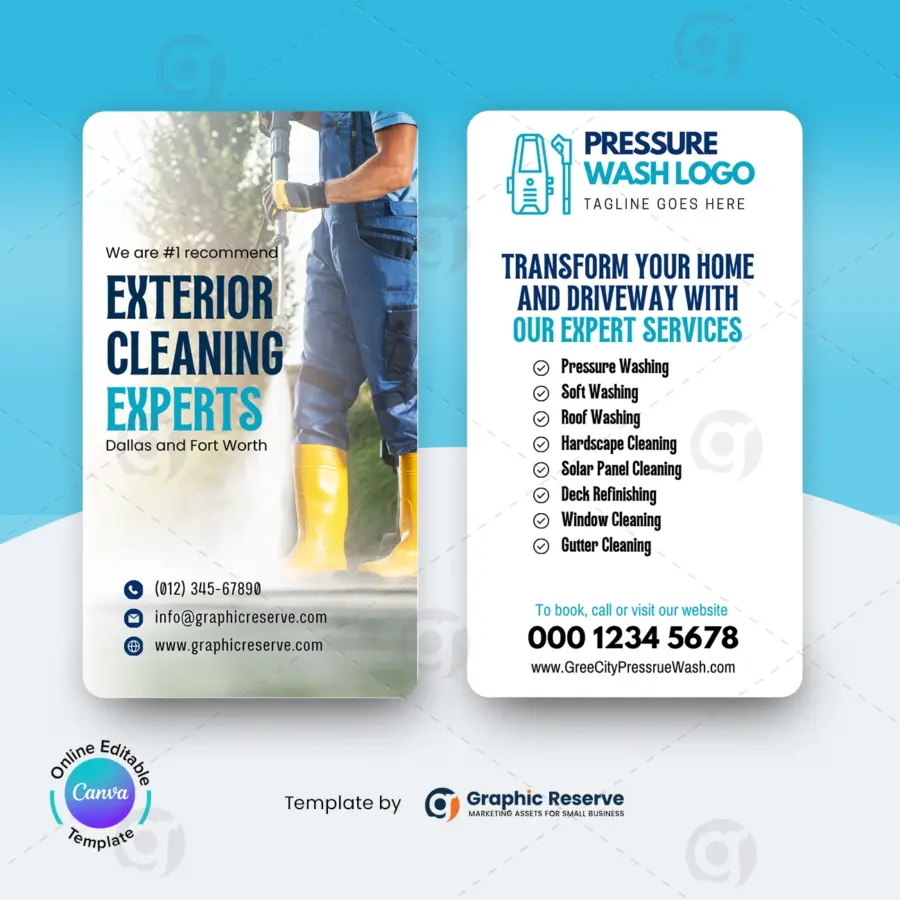 Power Washing Business Card Canva Template