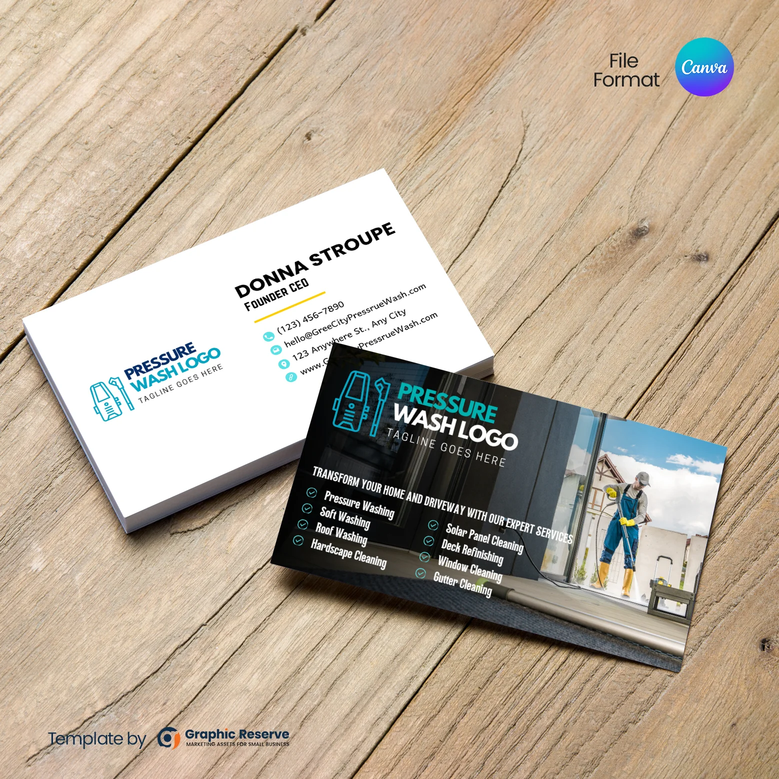 Power Washing Business Card Design Canva Template