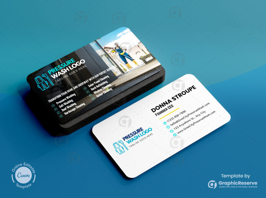 Power washing business card design canva template