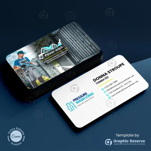 Pressure Washing Business Cards Canva Template