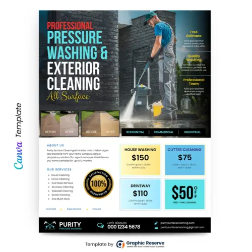 Pressure Washing Coupon Flyer – Canva Template