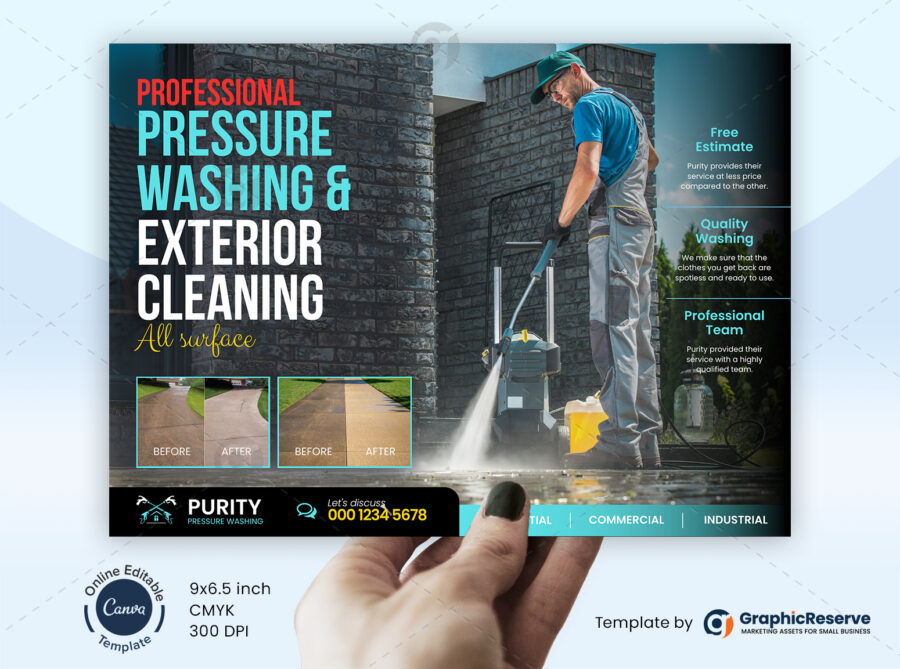 Pressure Washing Direct Mail Postcard Design Template