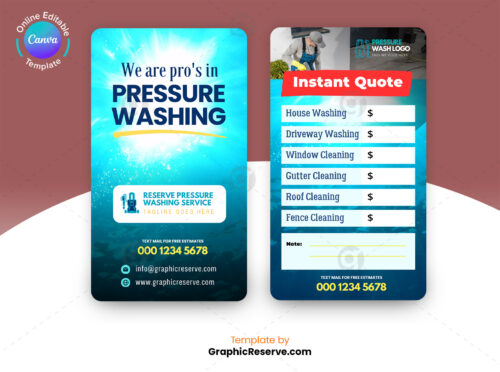 Pressure washing Instant Quote business card