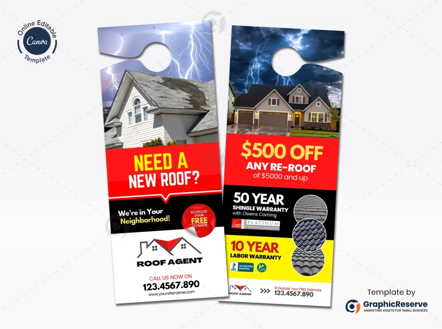 Roofing Advertising Door Hanger Design Template Canva