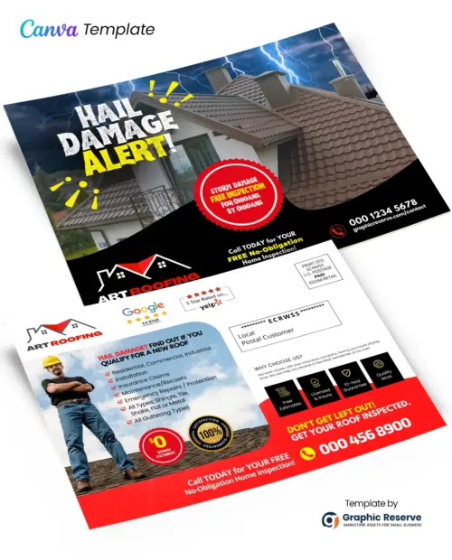 Roofing Direct Mail EDDM Postcard Template 1