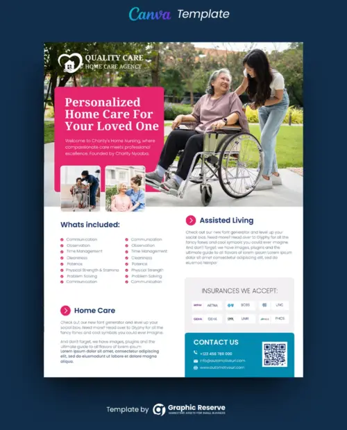 Senior Care Flyer Design Canva Template 1