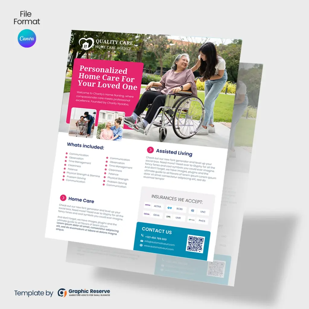 Senior Care Flyer Design Canva Template