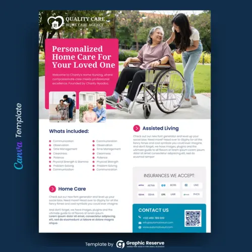 Senior Care Flyer Design Canva Template