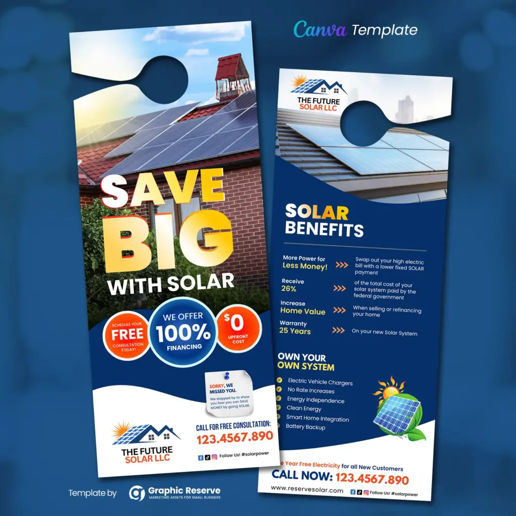 solar door hanger canva template