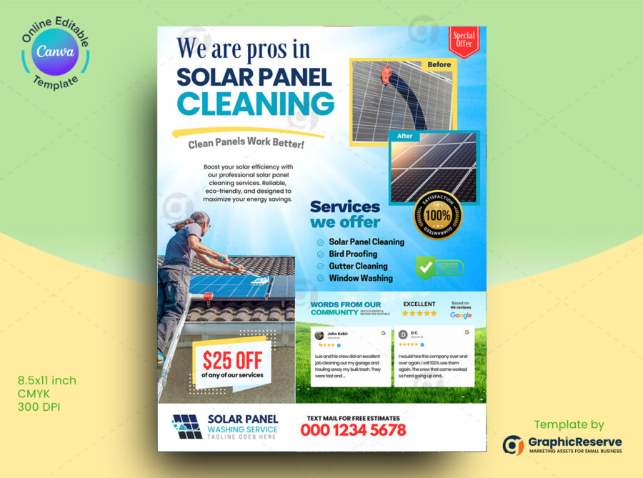 Solar Panel Cleaning Advertising Flyer