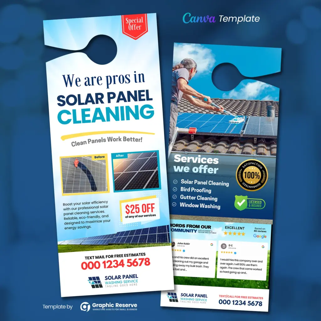 Solar Panel Cleaning Door Hanger Design Template 1