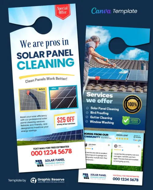 Solar Panel Cleaning Door Hanger Design Template