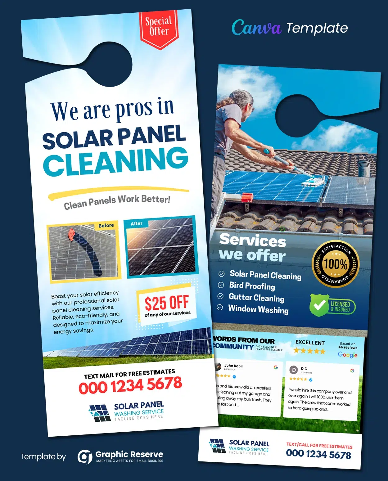 Solar Panel Cleaning Door Hanger Design Template