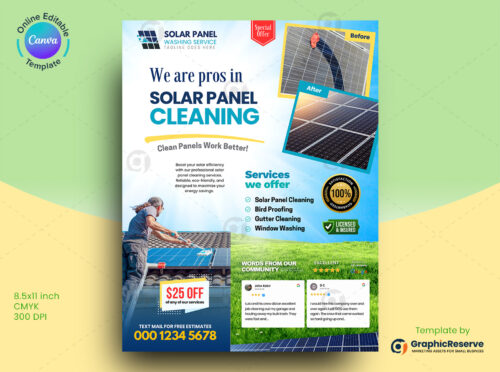 Solar Panel Cleaning Flyer Template