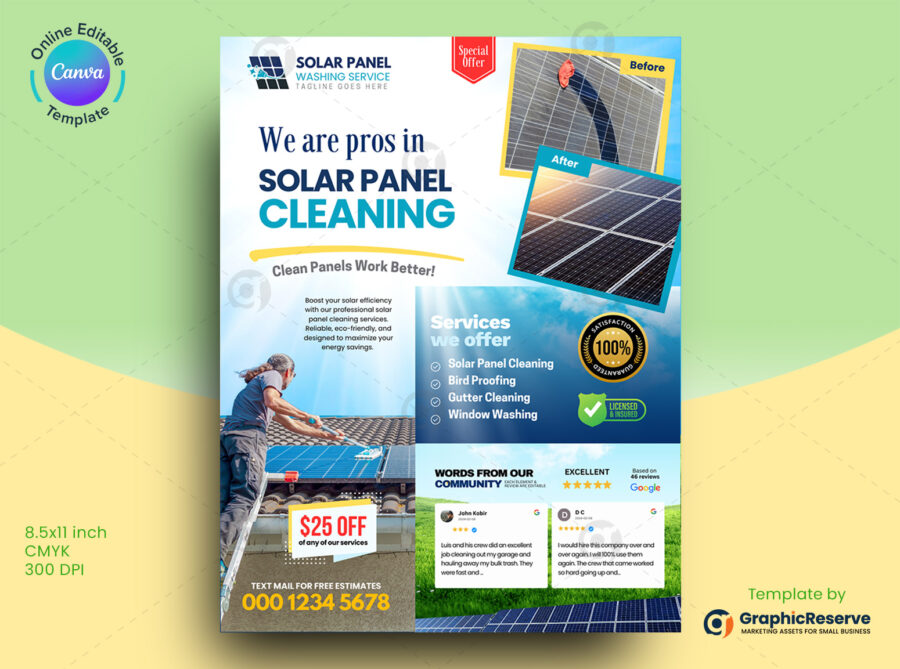 Solar Panel Cleaning Marketing Flyer Template