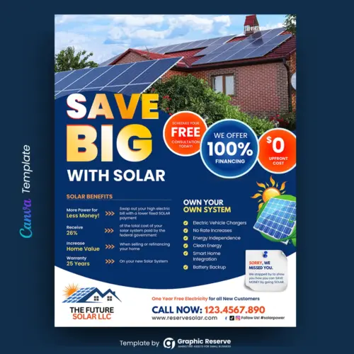 Solar Company Marketing Flyer Template – Creative Canva Design