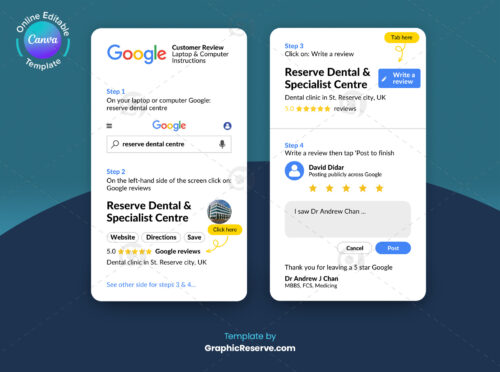 google review card canva template with instructions