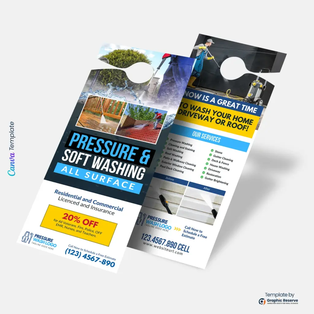 Custom Soft Washing Flyer Door Hanger Canva Design