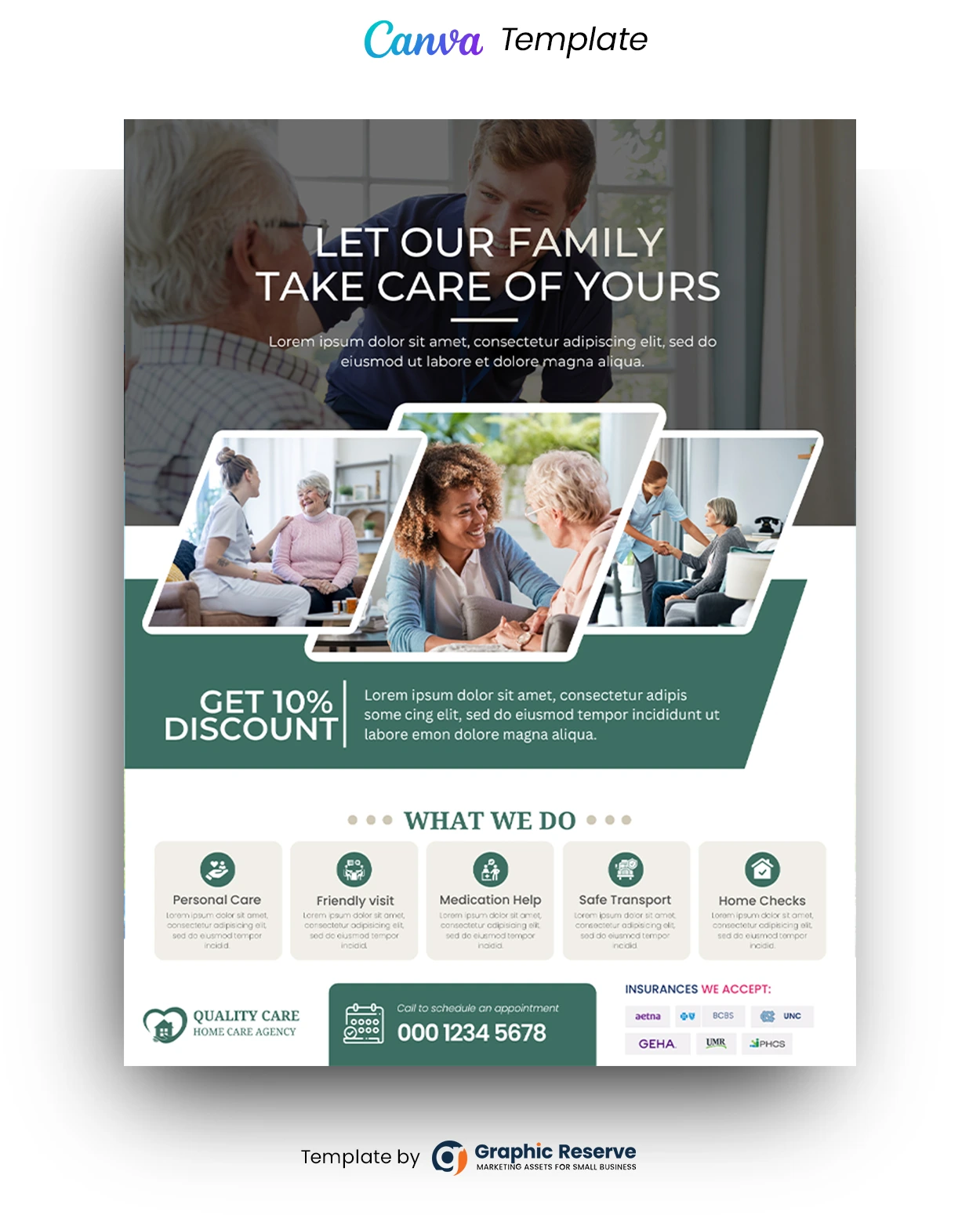 Elder Care Flyer Design Canva Template